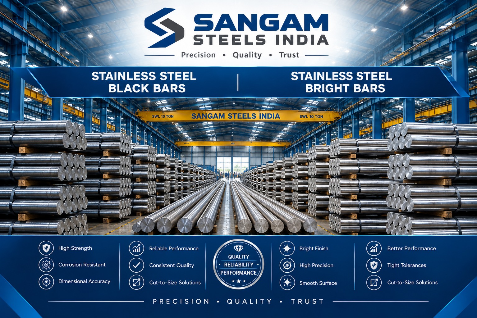 Stainless steel black and bright round bars